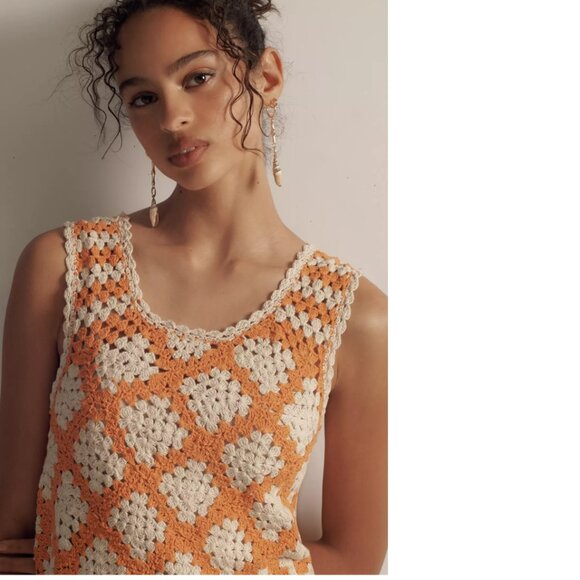 Anthropologie Maeve Sleeveless Crochet Mini Dress XS new with tag nwt orange - Picture 3 of 8